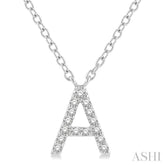 1/20 ctw Initial 'A' Round Cut Diamond Pendant With Chain in 14K White Gold